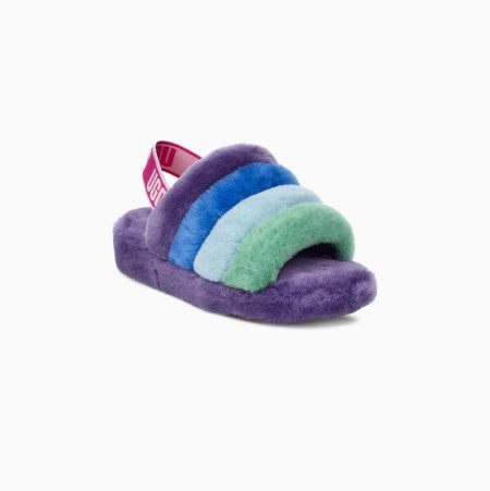 UGG Pride Fluff Yeah Multicolor Purple Slides for Men (TCAK21850)